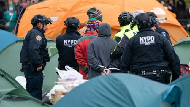 NYPD officers making arrests at Columbia